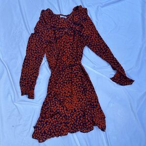 Anine Bing Black and Orange Polka Dot Blouse